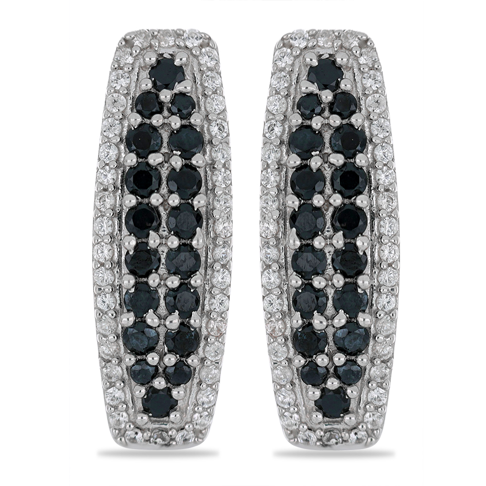 BUY 925 SILVER WITH BLACK SPINEL GEMSTONE EARRING